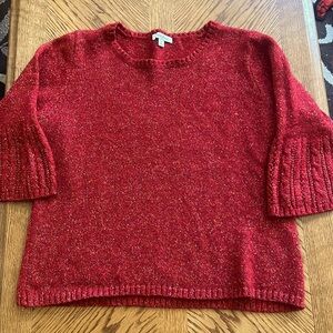 Reddish rust Sweater multi color thread bell sleeve . XL